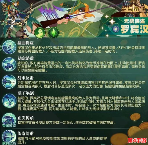 重塑传奇：跨时空远征中罗宾汉技能全面剖析与实战策略指南